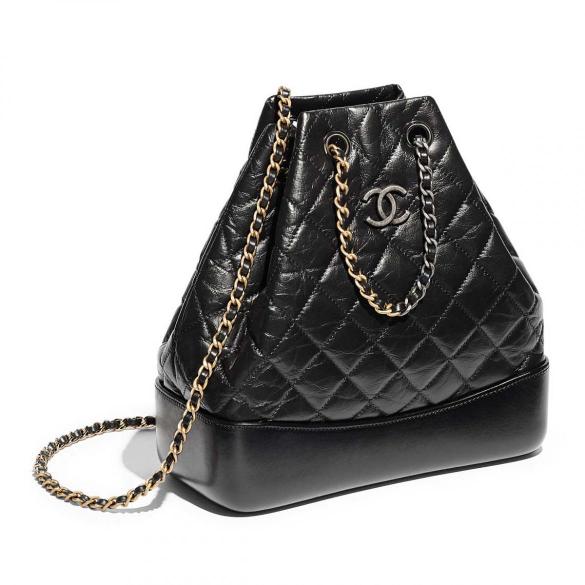 Chanel Gabrielle Backpack in Aged Calfskin Quilted LeatherBlack LULUX