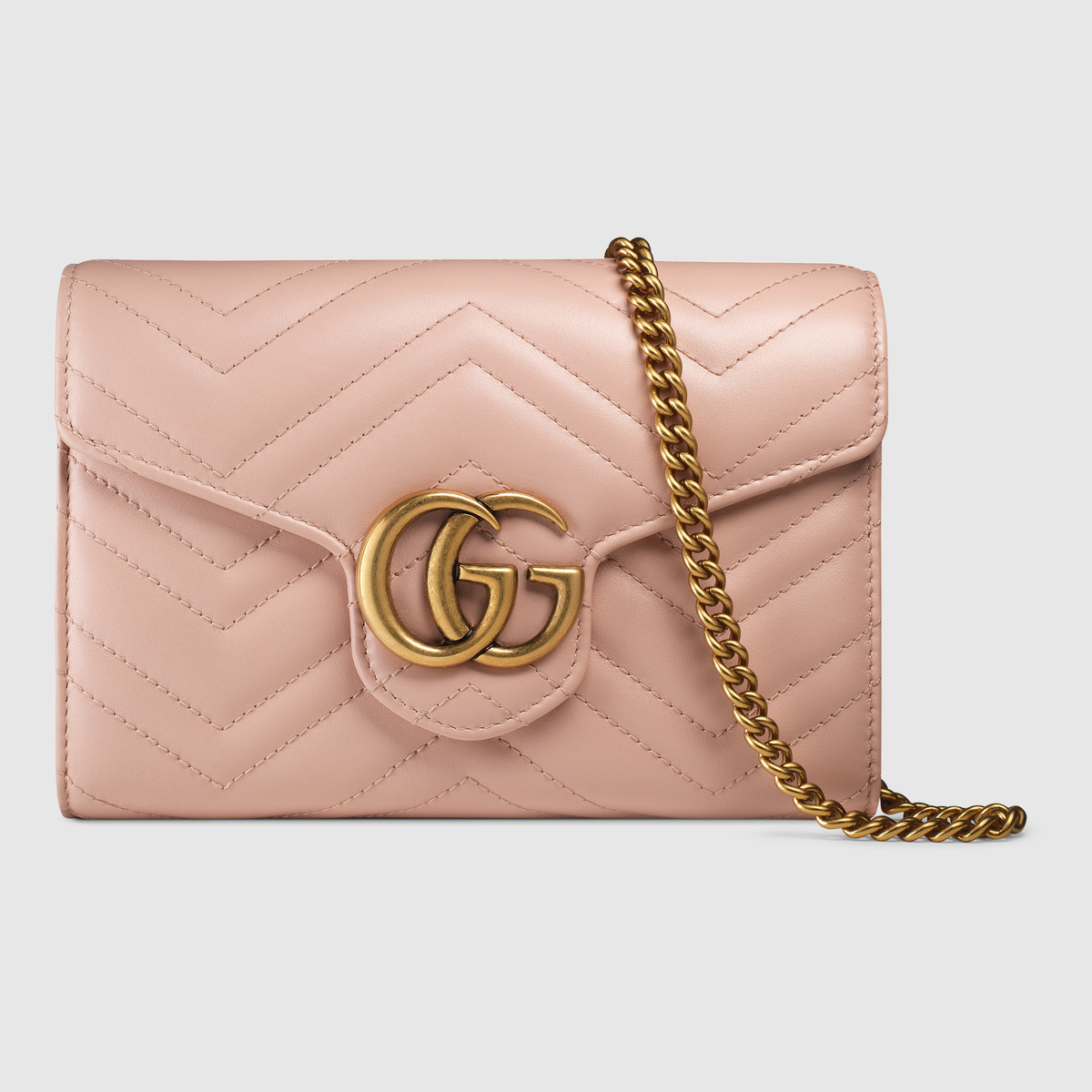 Gucci GG Marmont Mini Chain Bag in Matelassé Chevron Leather - LULUX