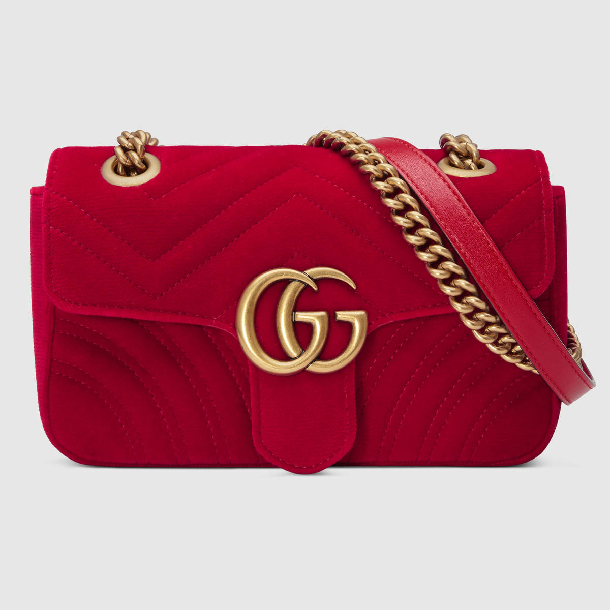 Gucci GG Marmont Mini Chain Shoulder Bag in Velvet - LULUX
