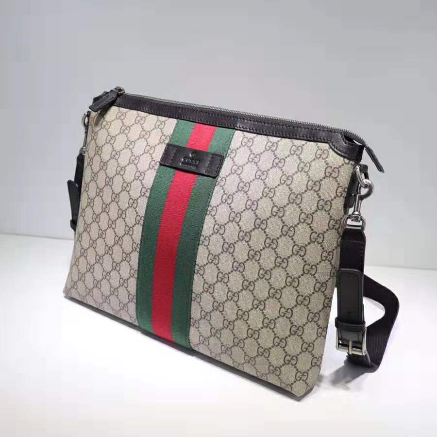 Gucci GG Men GG Supreme Medium Messenger Bag-Brown - LULUX