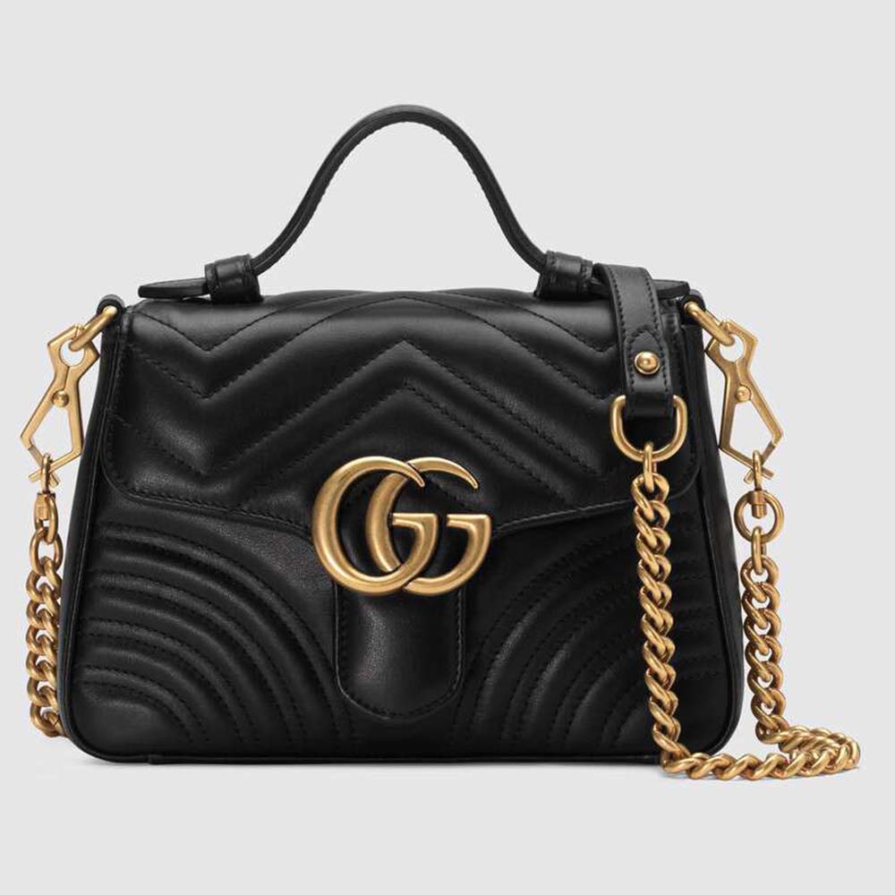Gucci Gg Marmont Mini Black Velvet Shoulder Bag