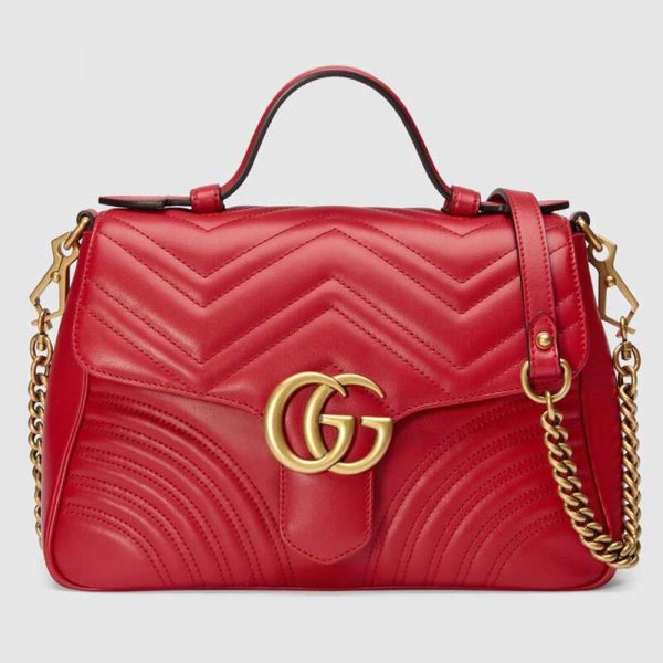 Gucci GG Marmont Small Top Handle Bag in Matelassé Chevron Leather - LULUX