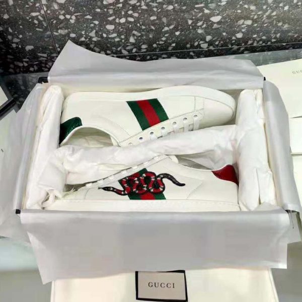 Gucci Men Ace Embroidered Sneaker with An Embroidered Kingsnake-White ...