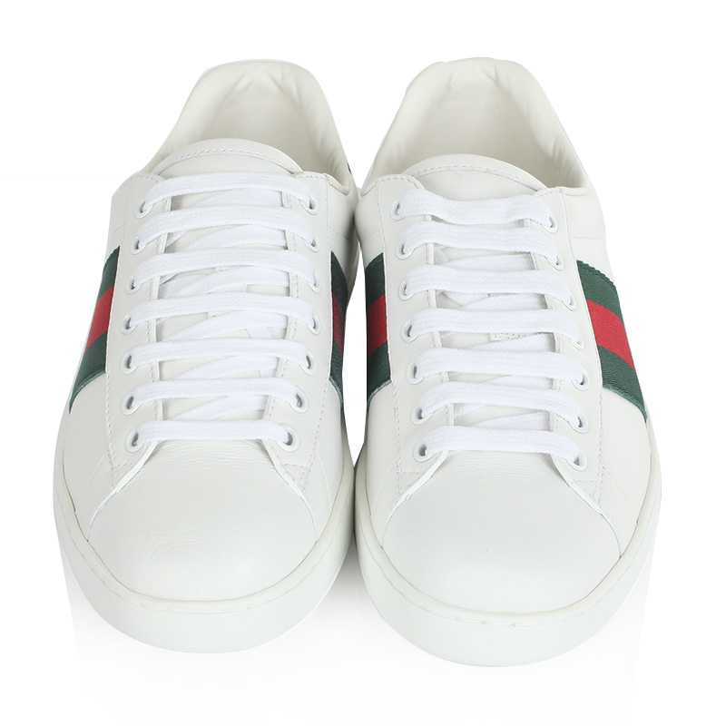 Gucci Men Ace Low-top Sneaker Shoes in Leather with Web-Green - LULUX