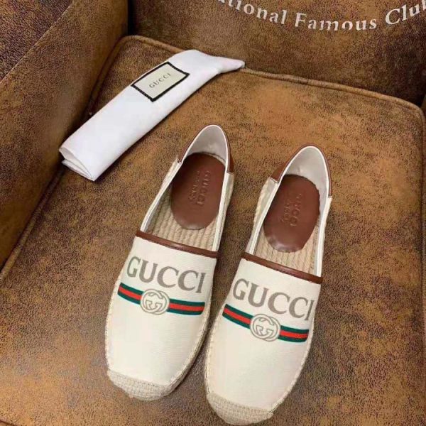 Gucci Men Gucci Logo Canvas Espadrille-Beige - LULUX