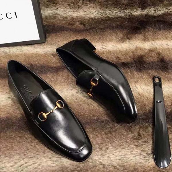 Gucci Men Horsebit Leather Loafer Shoes Black - LULUX