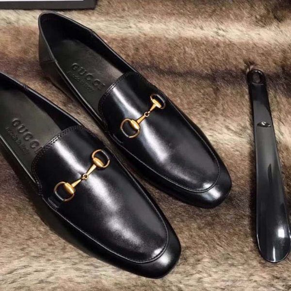 Gucci Men Horsebit Leather Loafer Shoes Black - LULUX