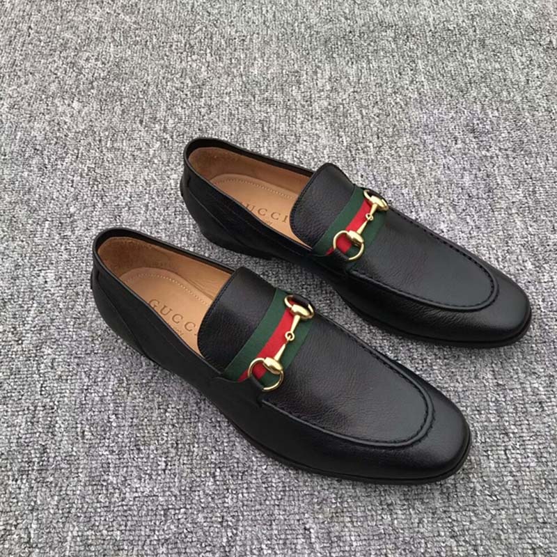 men's leather horsebit loafer with web