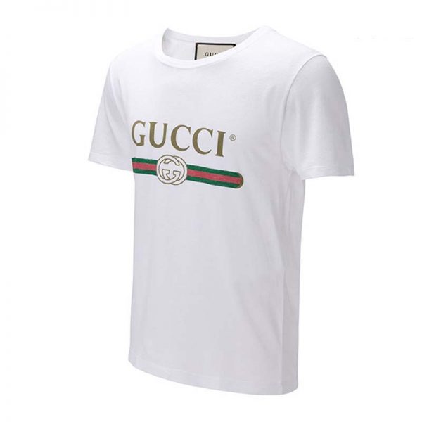 Gucci Men Washed T-shirt with Gucci Logo-White - LULUX