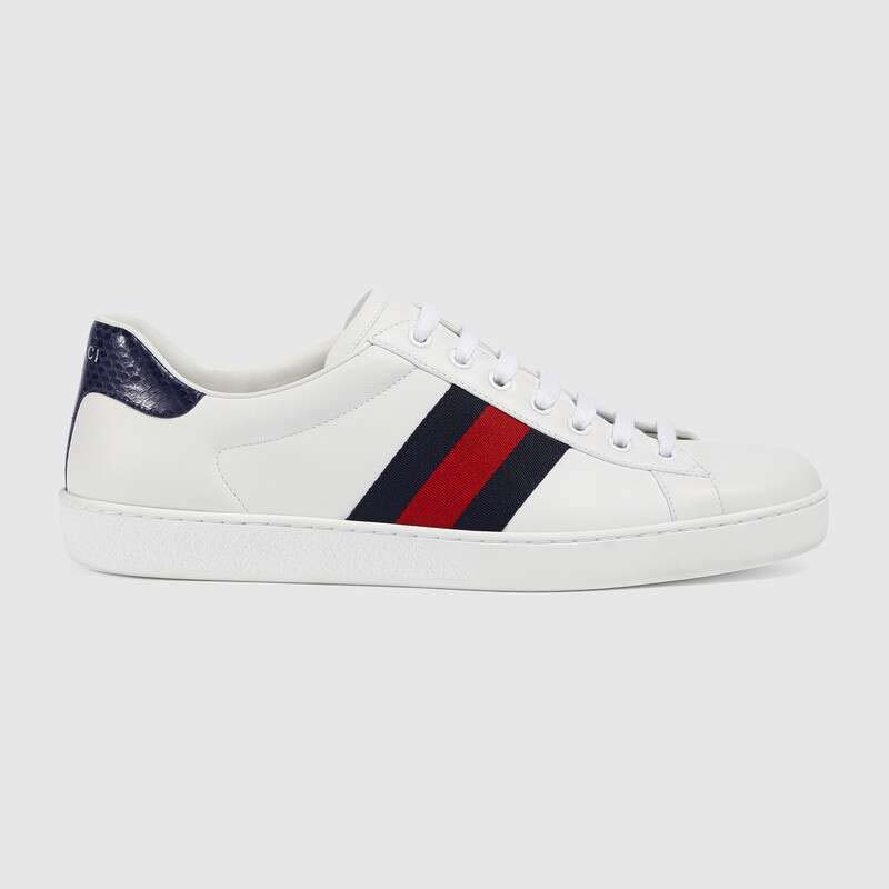 Gucci Unisex Ace Classic Low-Top Leather Sneaker-White - LULUX