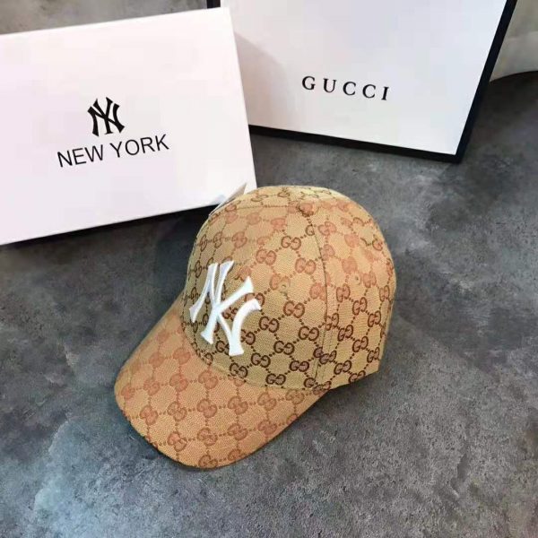 Gucci Unisex Baseball Hat with NY Yankees Patch-Brown - LULUX
