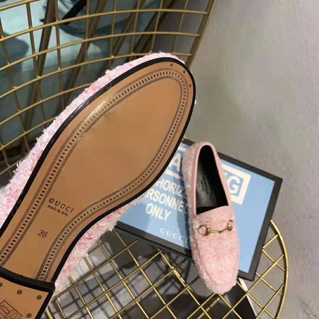 Gucci Women Gucci Jordaan Tweed Loafer 1.3 cm Heel-Pink - LULUX