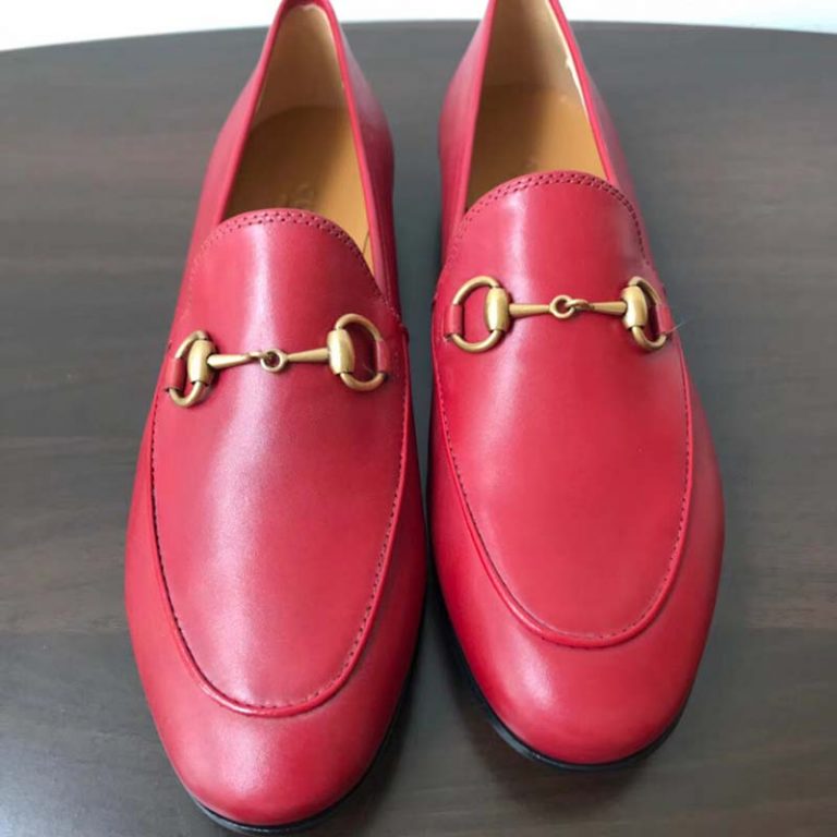 Gucci Women Jordaan Leather Loafer Red - LULUX