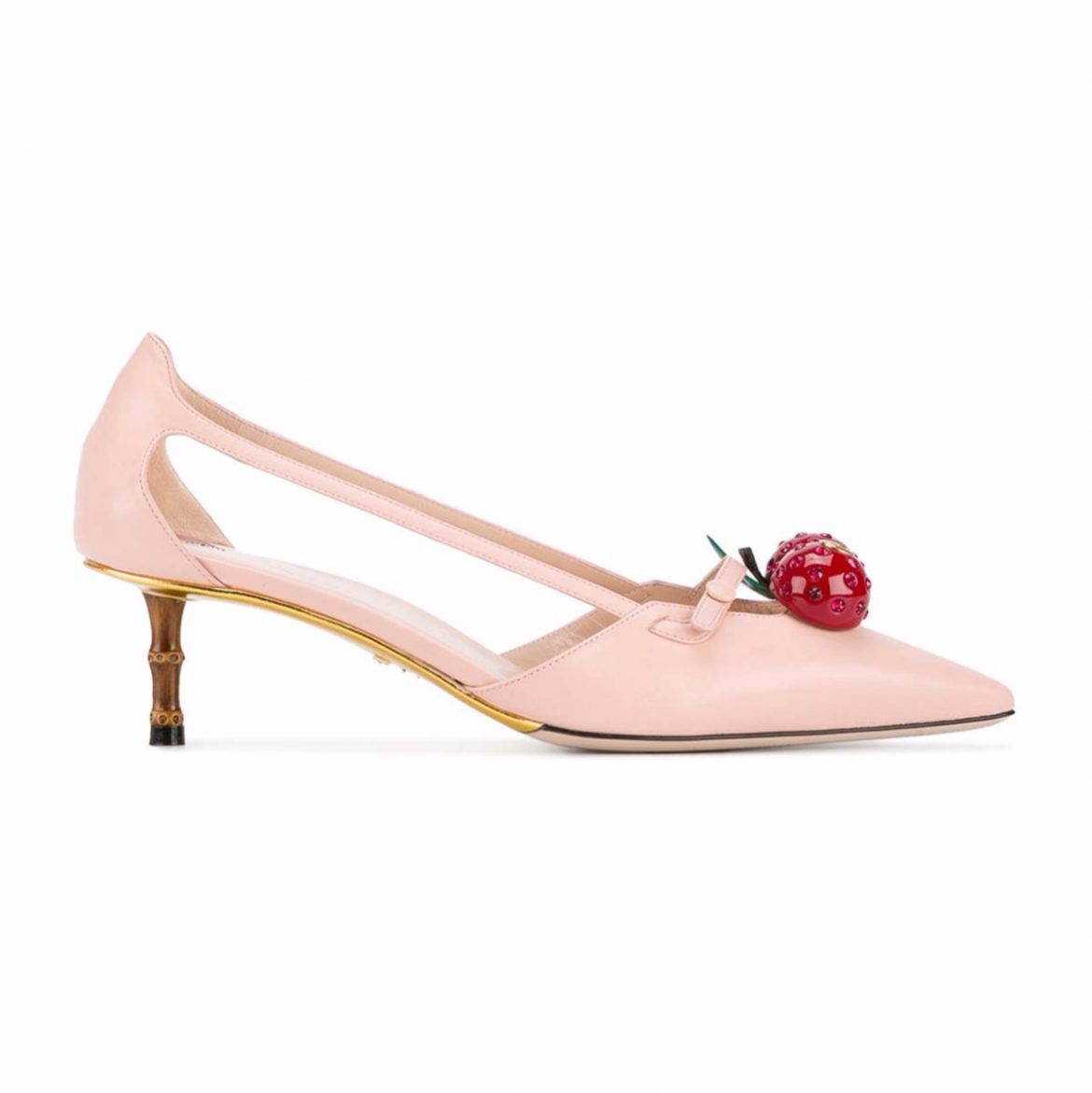 Gucci Women Leather Cherry Pump Shoes-Pink