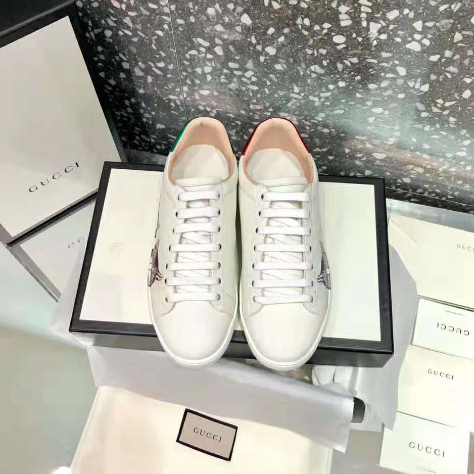 Gucci Women's Ace Sneaker with Mystic Cat Crafted in White Leather - LULUX
