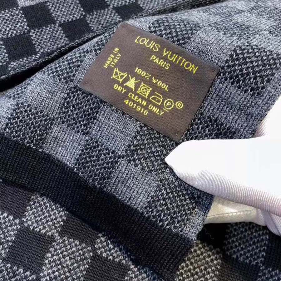 Louis Vuitton Escharp Damier Mens Scarf M72193 Dark brown Wool ref
