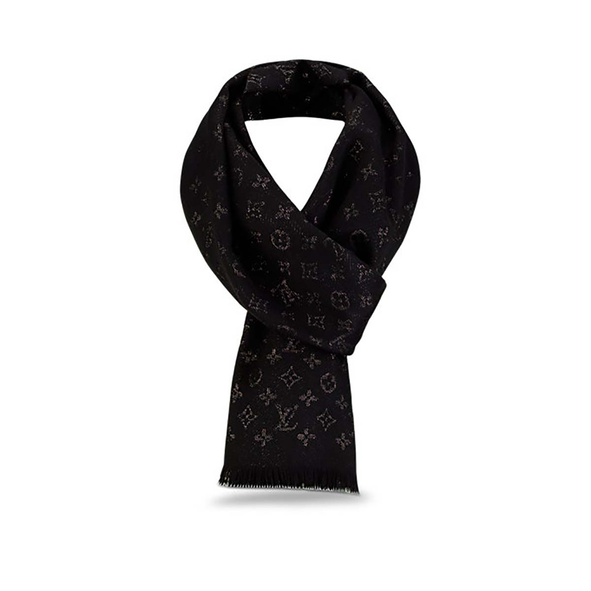 Louis Vuitton Black Silk and Cashmere Etole Damier Scarf - Yoogi's Closet