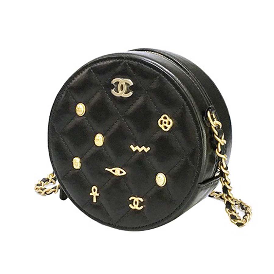 Chanel Women Badge Small Round Crossbody Shoulder Bag in Calfskin ...