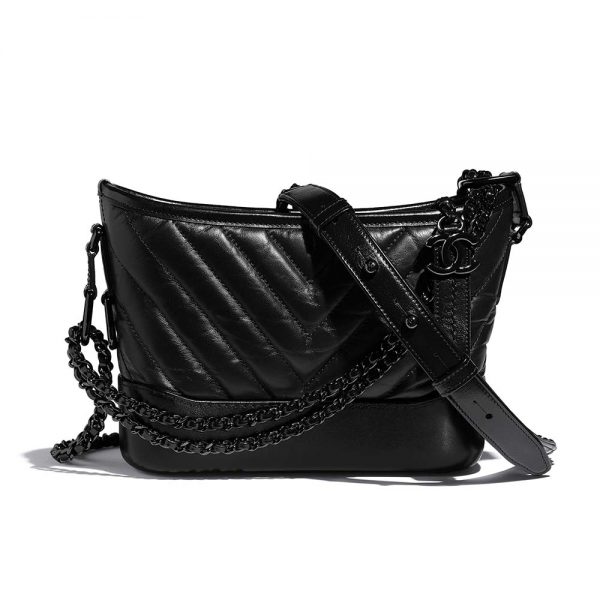 Chanel Small Gabrielle Hobo Bag Black Leather ref.144311 - Joli Closet