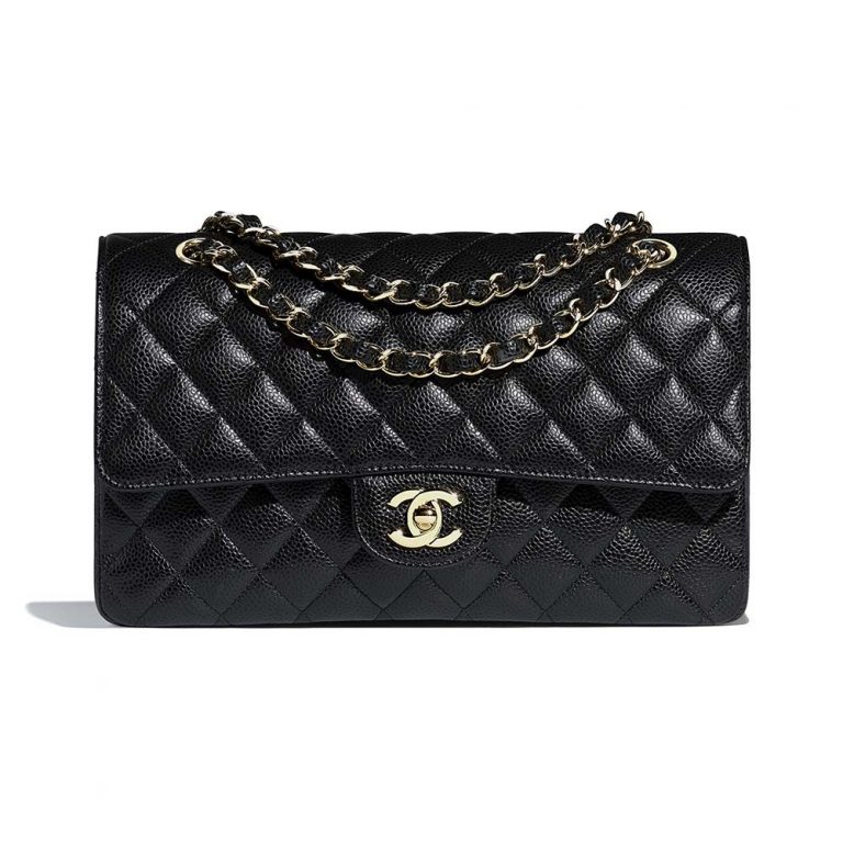 Chanel Women Classic Handbag in Grained Calfskin Leather-Black - LULUX