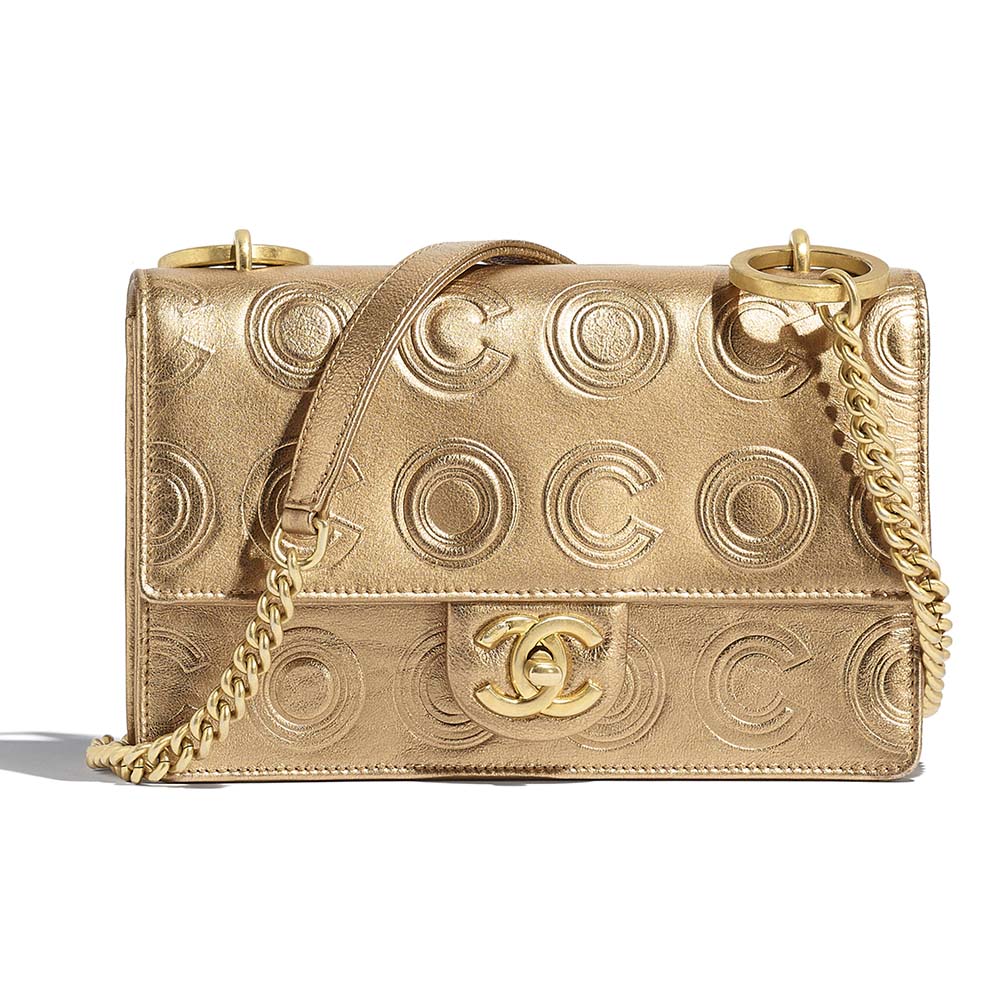 chanel bag with gold plate