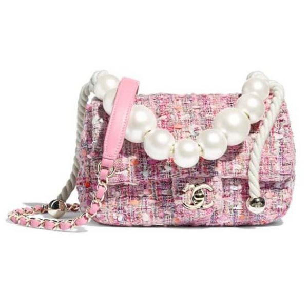 pink chanel bag with pearls