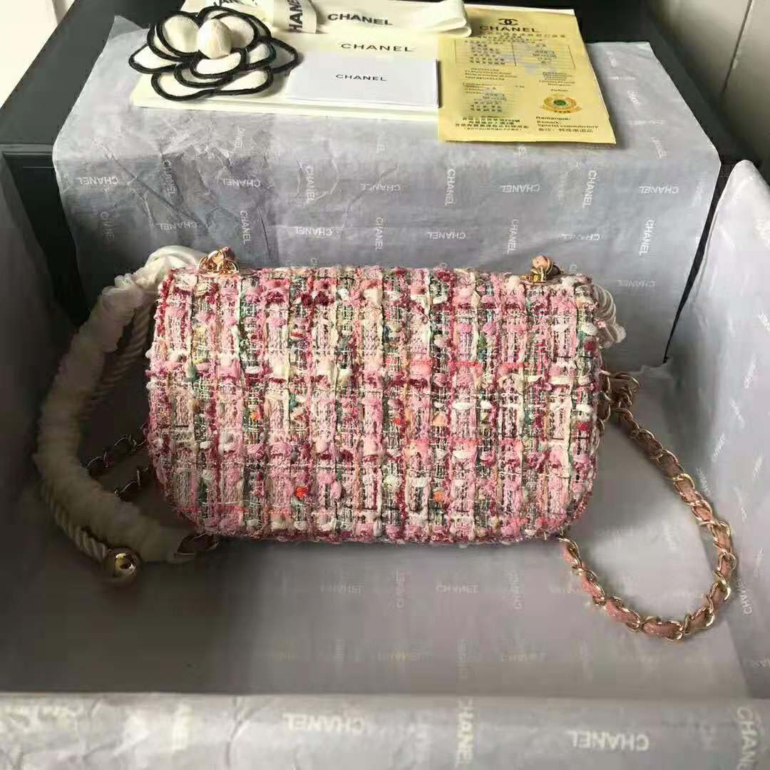 chanel tweed pink bag