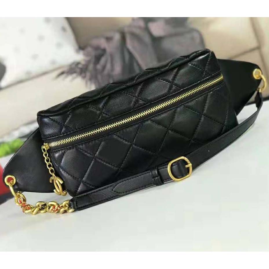 chanel waist bag black