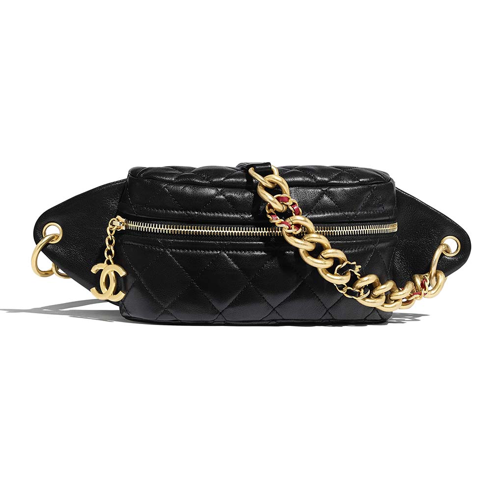 Chanel Women Waist Bag in Lambskin Leather-Black - LULUX