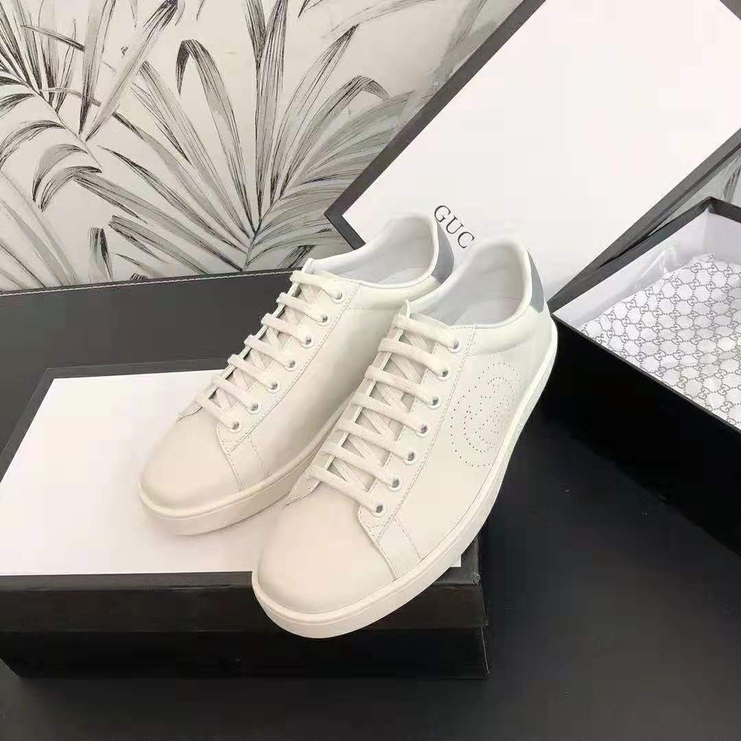 Gucci Unisex Ace Sneaker with Interlocking G-White - LULUX