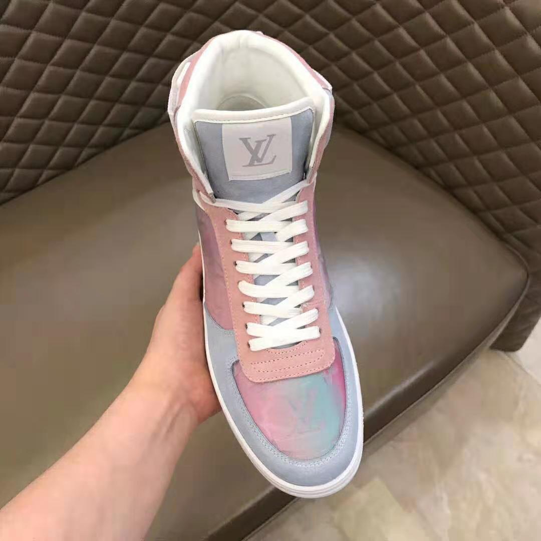 Louis Vuitton LV Unisex Rivoli Sneaker Boot Shoes Blue and Pink - LULUX