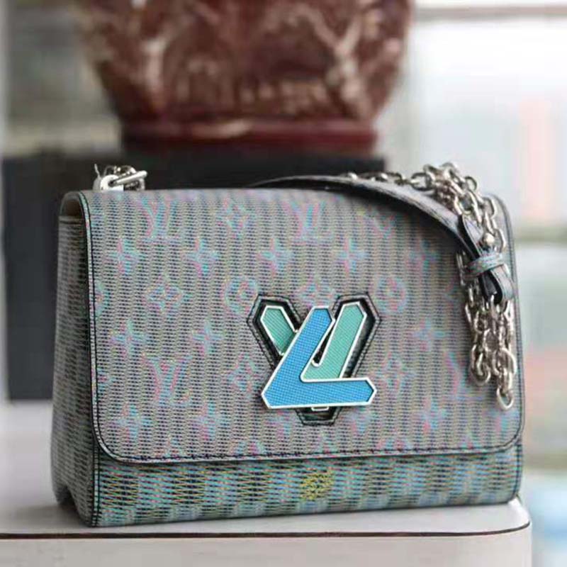 Louis Vuitton LV Women Twist MM Bag with Neon Monogram LV Pop Print-Blue - LULUX