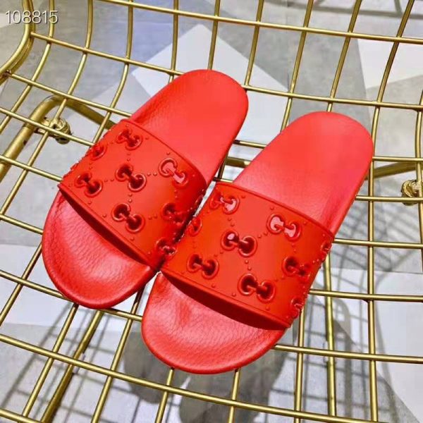 red womens gucci slides