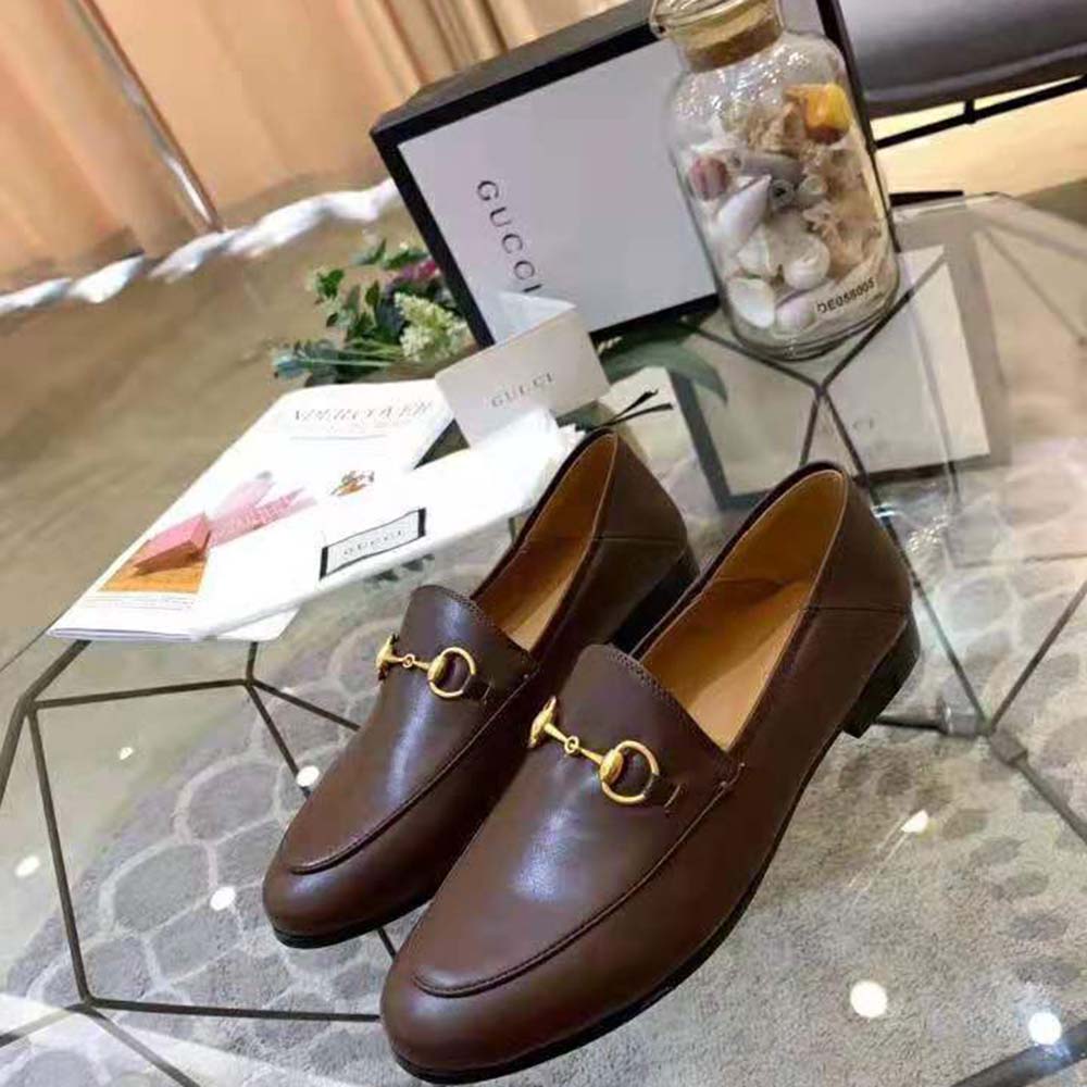 Gucci Women Leather Horsebit Loafer 1.3 cm Height-Brown - LULUX