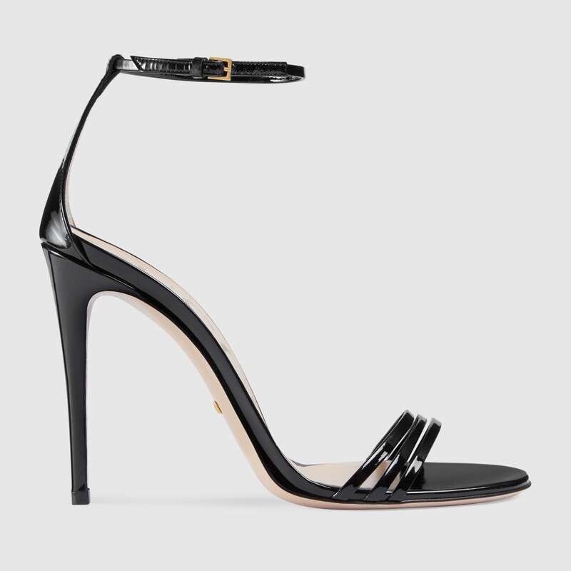 Gucci Women Patent Leather Sandal 11.4cm Thin Heel-Black - LULUX