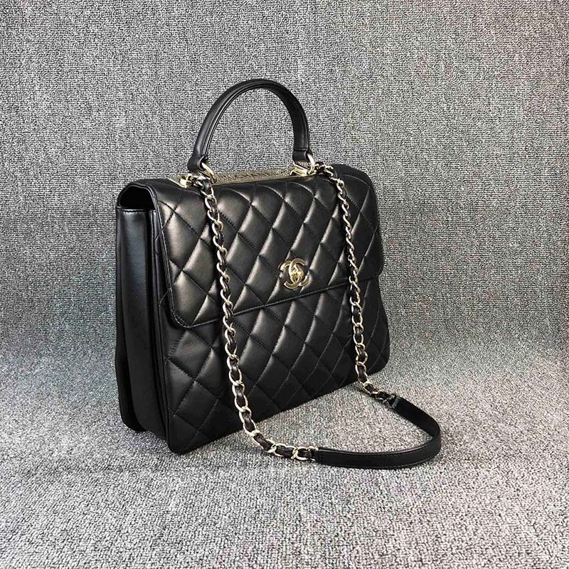 Chanel Women Kelly Flap Bag in Goatskin Leather-Black - LULUX