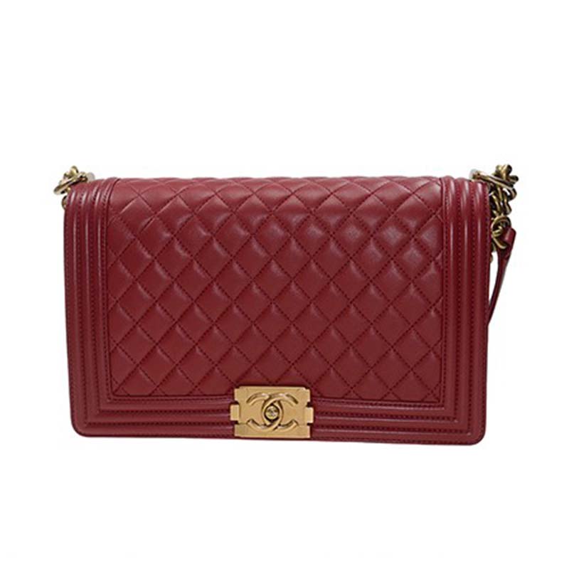 Chanel Women Large Leboy Flap Bag with Chain in Goatskin Leather-Maroon ...