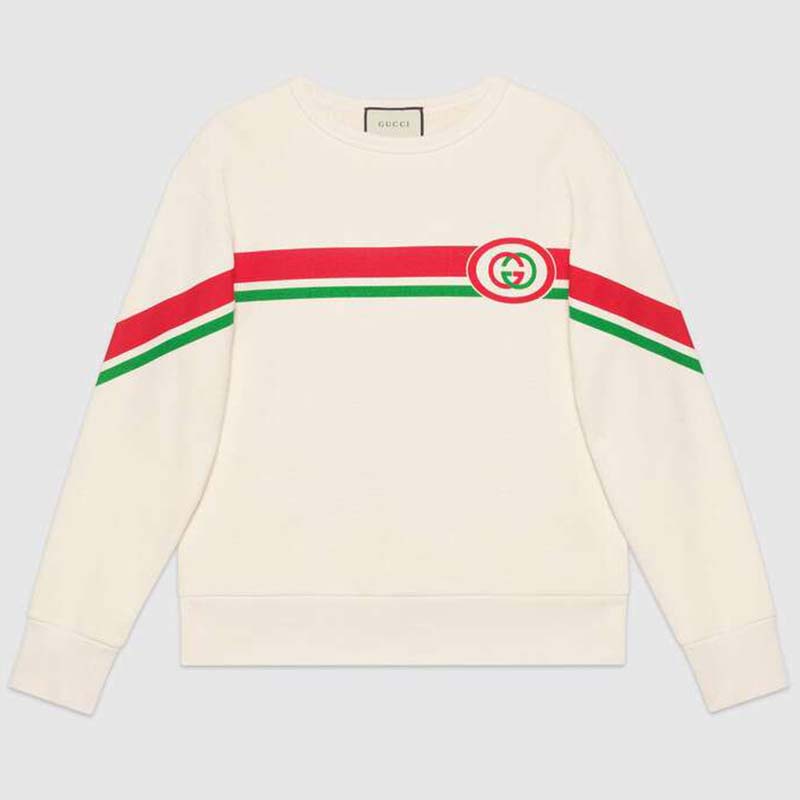 Gucci Women Sweatshirt with Interlocking G Print in 100% Cotton-White ...