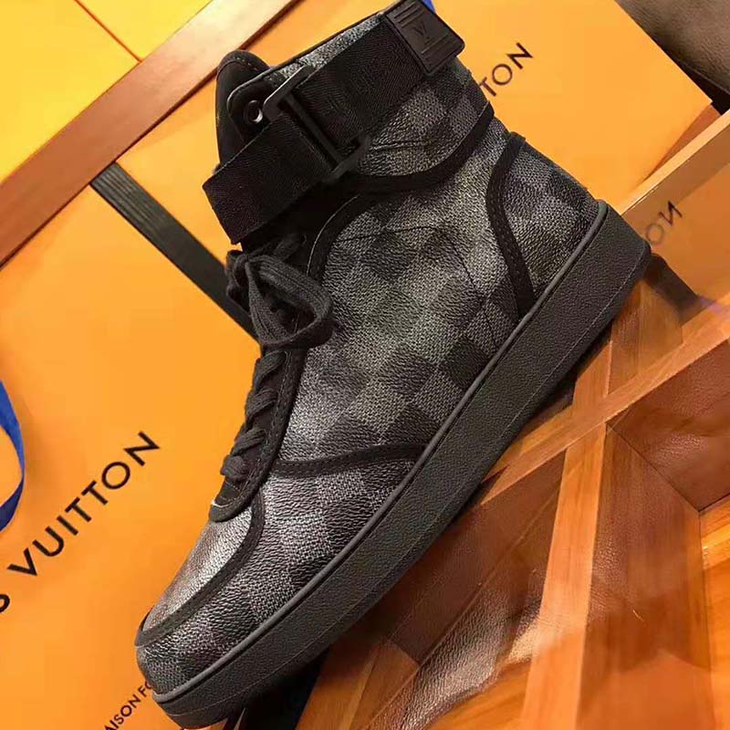Louis Vuitton Men's Rivoli High-Top Sneakers Damier Black 2106611