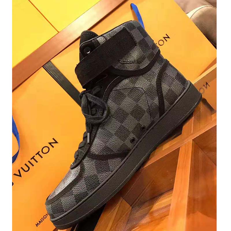 Louis Vuitton Grey/Black Damier Graphite Canvas Rivoli High Top Sneakers  Size 42
