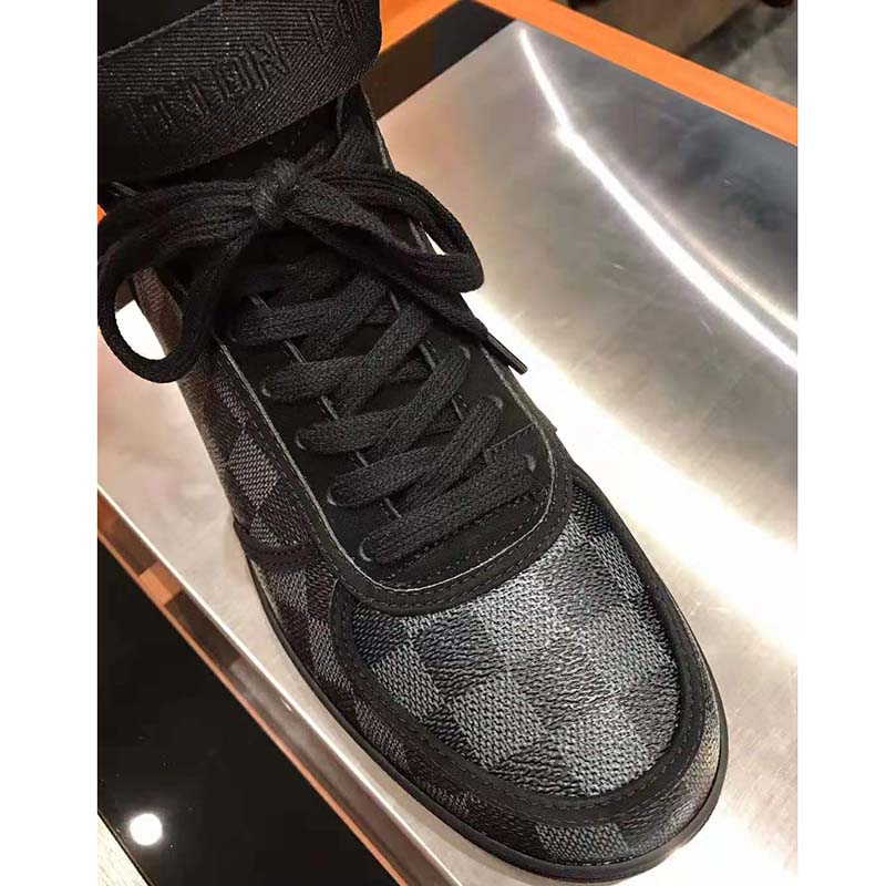 Louis Vuitton LV Rivoli Sneaker Boot Shoes In Iconic Damier Graphite  Canvas-Grey – KickzMart