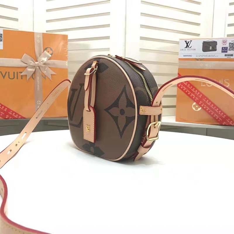 Louis Vuitton LV Women Boite Chapeau Souple Bag in Monogram and Reverse Coated Canvas-Brown - LULUX
