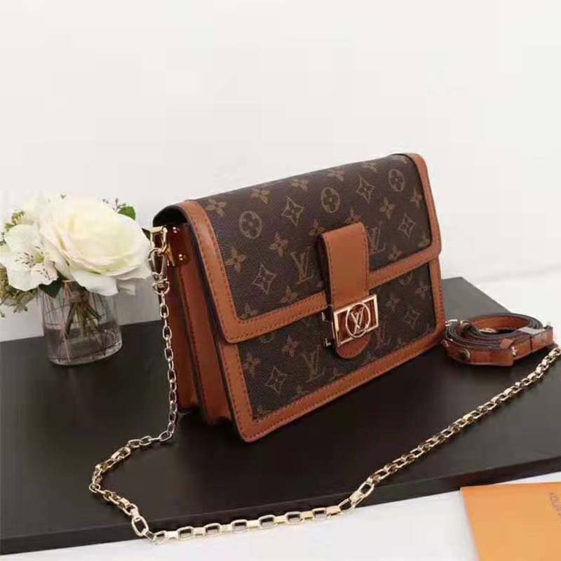 Louis Vuitton LV Women Dauphine MM Handbag in Monogram Canvas-Brown - LULUX