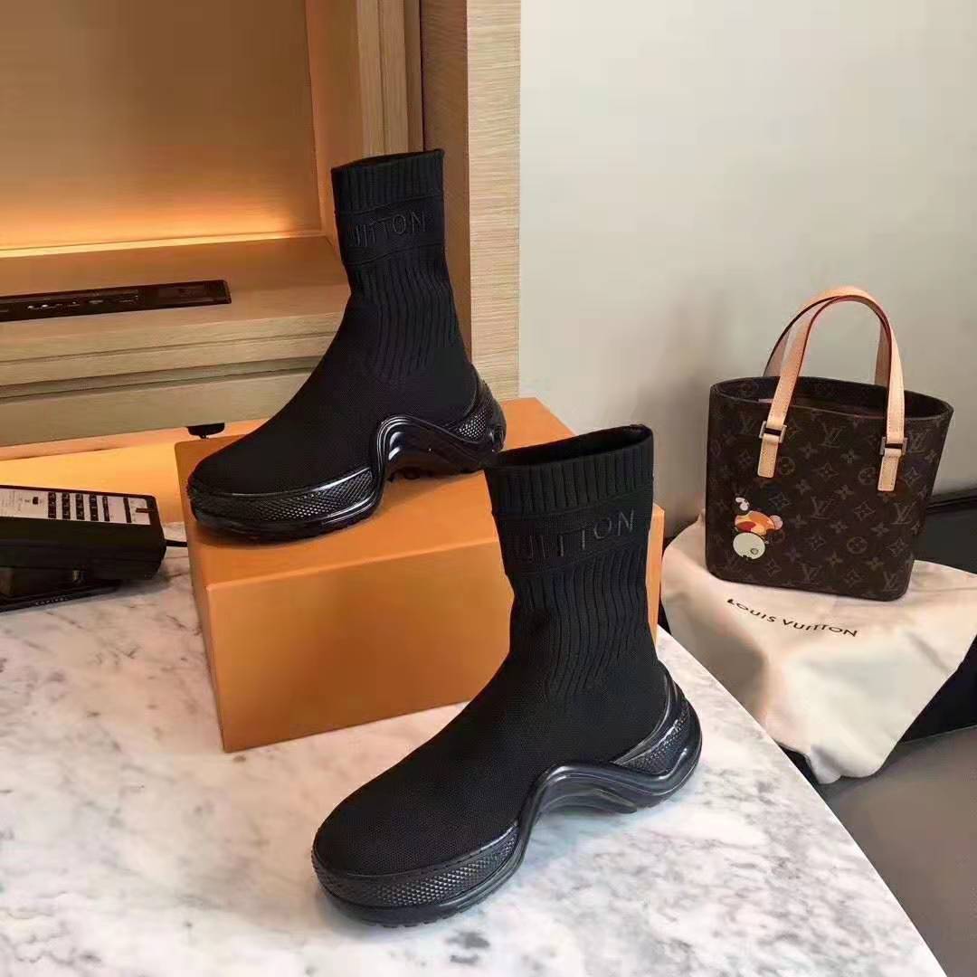 Louis Vuitton LV Archlight Stretch Textile Sneaker Boots in Black
