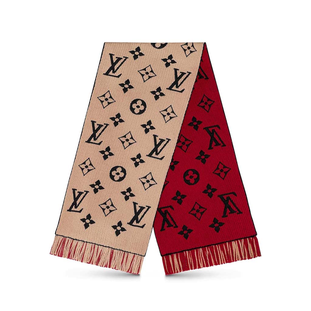 Louis Vuitton Muffler Scarf ECHARPE Logomania Duo M73886 Wool Silk Monogram  for sale online