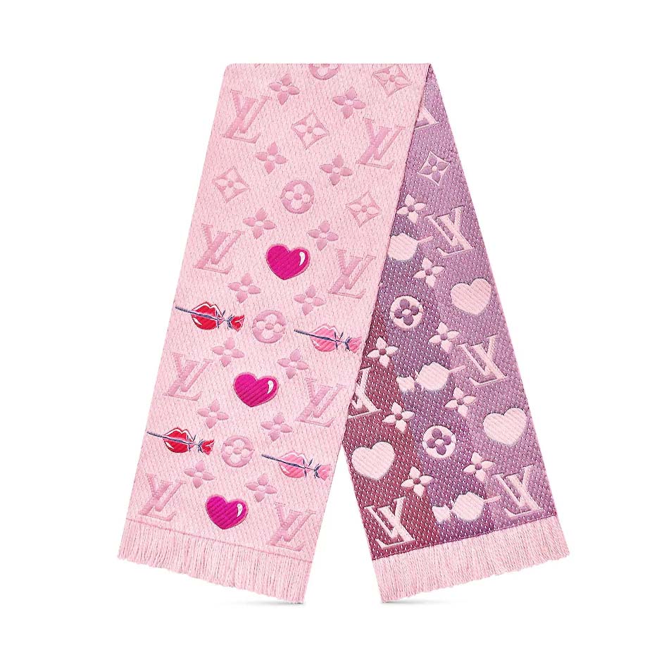 Louis Vuitton LV Women Logomania A La Folie Scarf with Silk Wool-Pink - LULUX