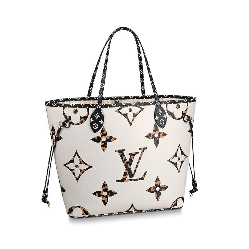 Louis Vuitton LV Women Neverfull MM Tote Bag in Monogram Canvas-White - LULUX