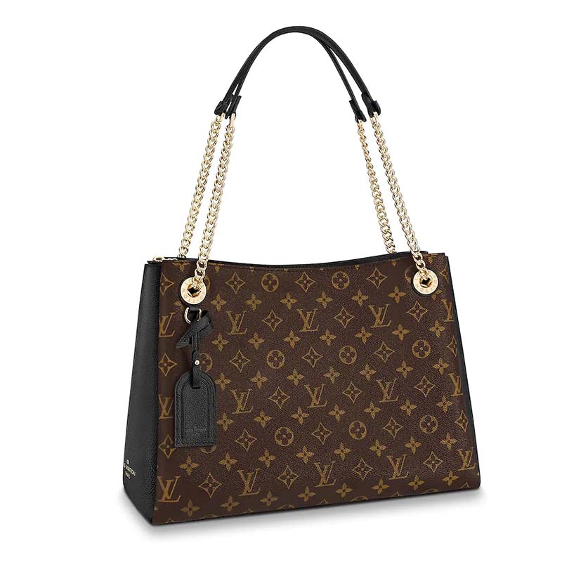 Louis Vuitton LV Women Surène MM Handbag in Monogram Canvas and Grained Calf Leather - LULUX