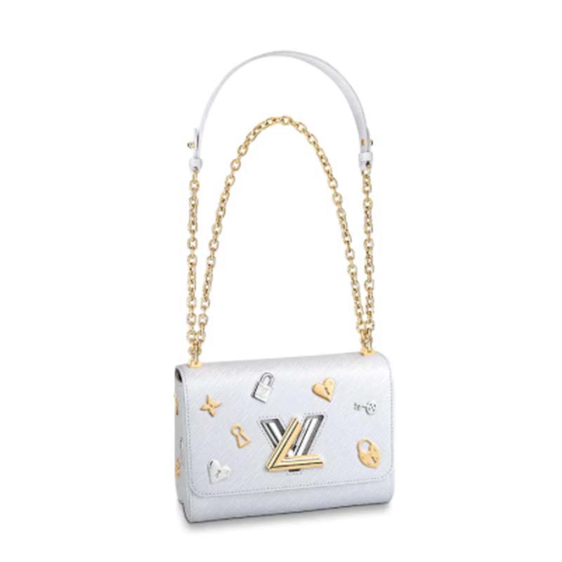 Louis Vuitton White Epi Leather Twist Love Lock Charms MM Bag at 1stDibs