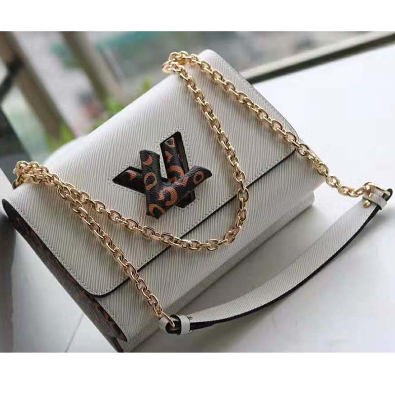 Louis Vuitton LV Women Twist MM Handbag in Quartz Epi leather-Beige - LULUX
